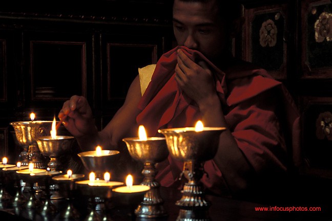 Monk Lighting Votives Chamkar