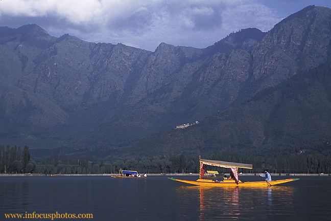 Shikara Sailing Dal Lake Srinagar Kashmir Landscape