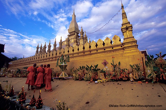 That Luang Festival Monks Vientianne Golden Temple