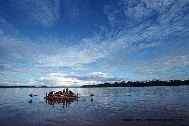 Family Living Reed Boat Amazon River