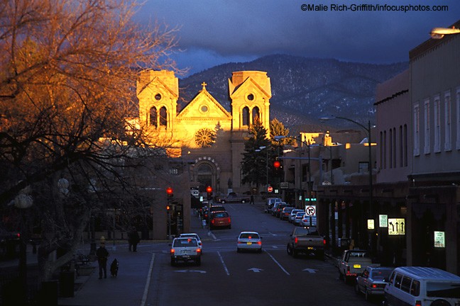 San Francisco Cathedral Santa Fe New Mexico Plaza Religious Architecture Twilight