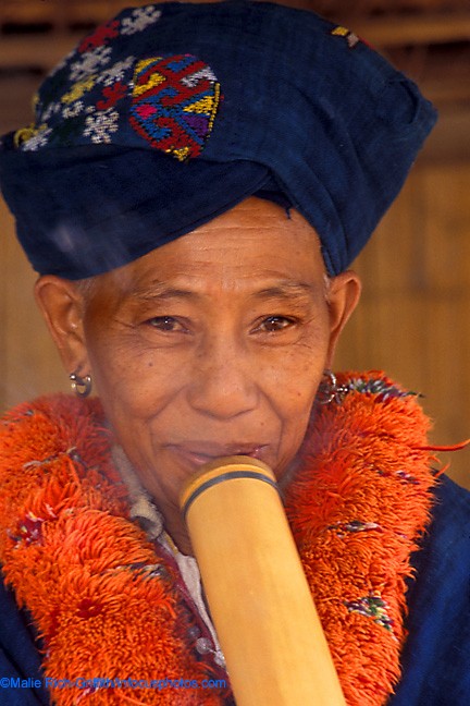 Yao or Mien Woman with Pipe Chiang Rai Tribal