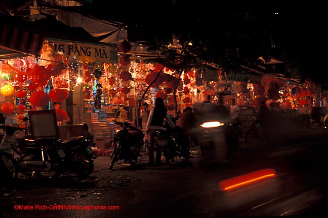 Night Market Hang Ma Street Hanoi Red