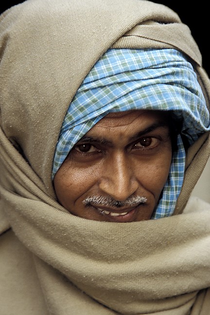 Handsome Hindu Man, Wrapped Up, Blanket, Turban