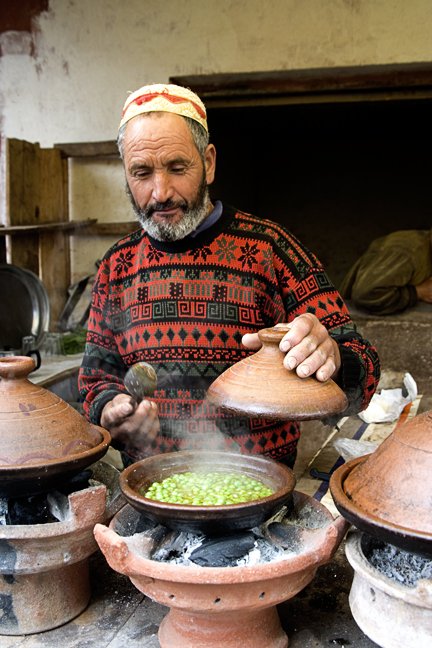 Morocco - Berber Man Cooking Lentils - Tagine Market Food Restaurant
