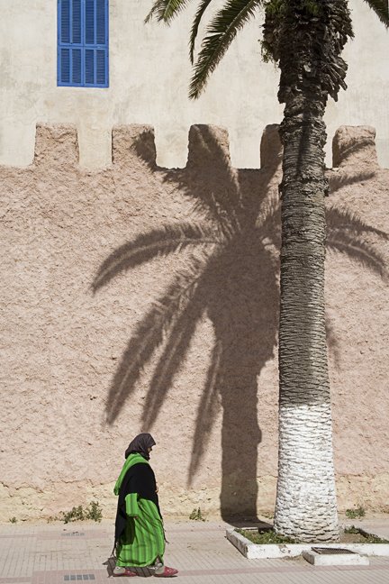 Morocco - Essouira Fortress Walls - Palm Tree Moslem Woman Veiled