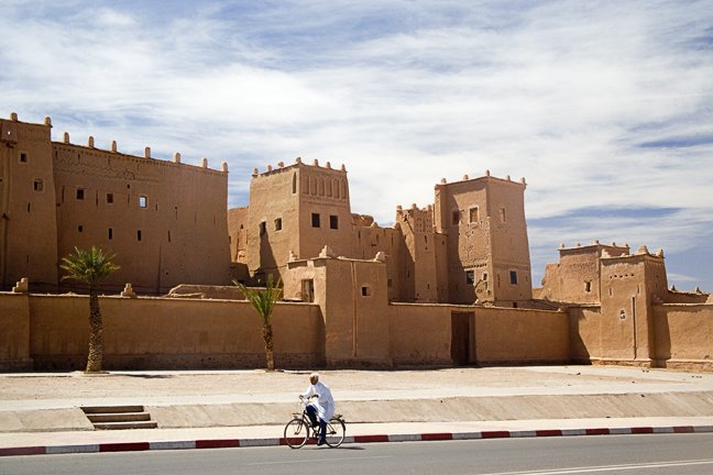 Morocco - The Casbah of Oazazate - Old Walled City Bicycling Transportation