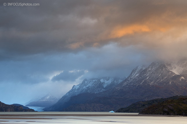 Infocusphotos : Sunrise at Lago Grey in Torres del Paine National Park, Chile