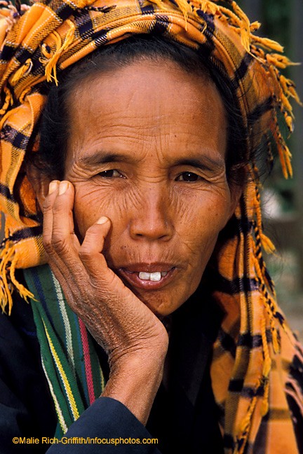 Shan Woman Traditional Headdress Indigenous People Tribe