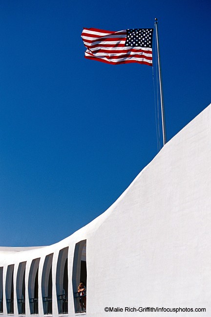 Arizona Memorial World War II Monument American Flag Honolulu Hawaii
