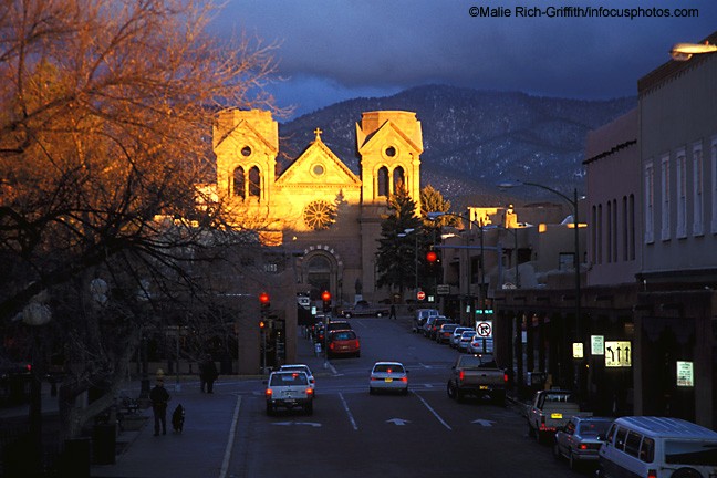 San Francisco Cathedral Santa Fe New Mexico Plaza Religious Architecture Twilight