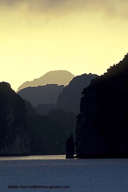 Karst Formations Ha Long Bay Sunset