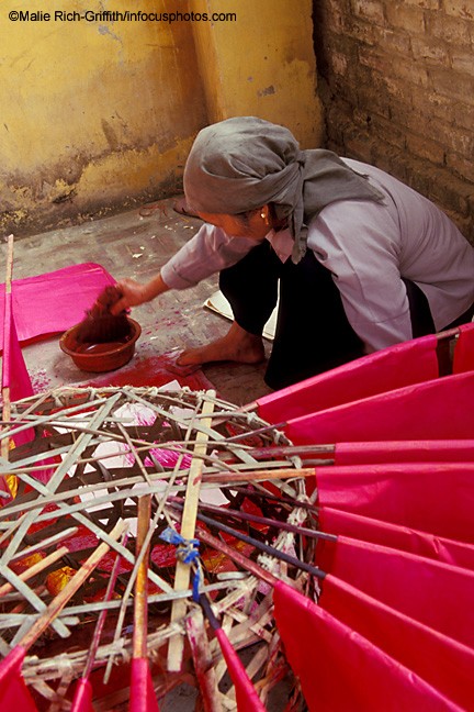 Woman Painting Offering Papers Buddhist  Religion Ritual Haiphong