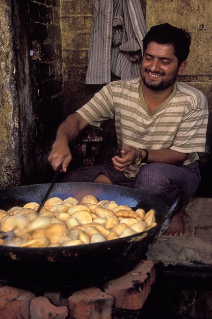 Jaipur, Street Food, Fresh, Cooking, Samosas, Happy, Smiling