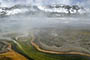 Grand Prismatic Spring Coloful Algae Mountains