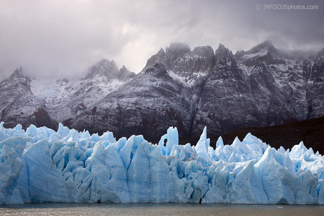 Infocusphotos : Ice Formations at the Edge of Grey Glacier, Torres del Paine National Park