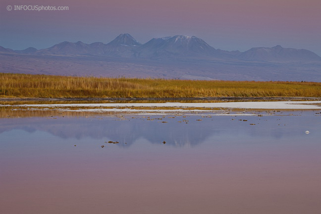 Infocusphotos : The Sunset Afterglow in a Salt Lake of the Atacama Desert